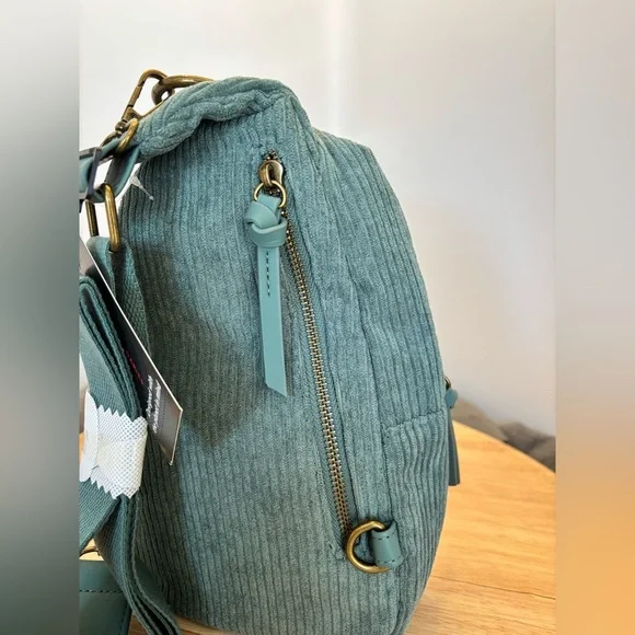 No Boundaries Teal Green Corduroy Sling Back Bag, NWT - Picture 3 of 8